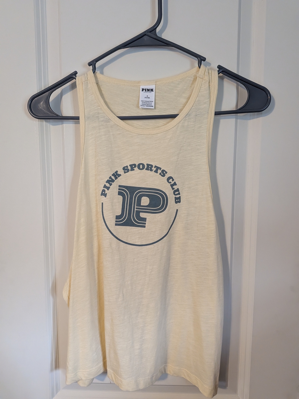 PINK Victoria's Secret Cream Tank with Blue Logo